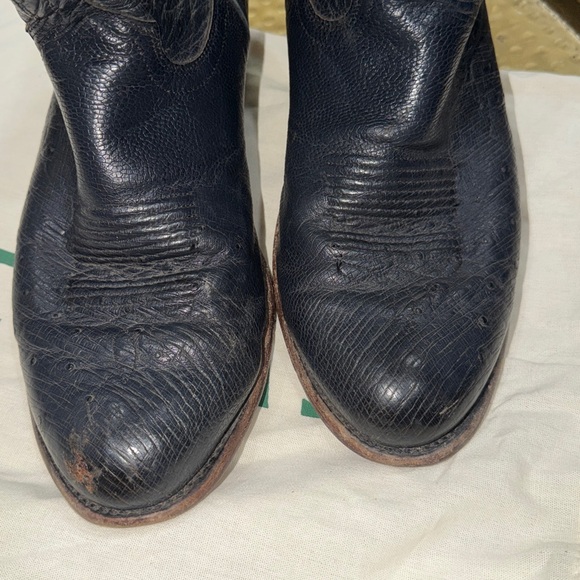 Tecovas Classic Soft Ostrich Black Leather Boots - Picture 4 of 9